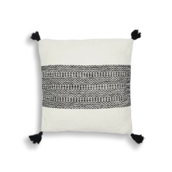 Brooklyn Embroidered Woven Tassel Square Pillow Cover -gift shop Embroidered Woven Tassel Pillow Cover White Black 003 b3407824 1e5b 4115 8793 332d96ea5302