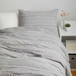Juliette Eyelash Fringe Comforter And Sham Set -gift shop Eyelash Comforter Grey Product 007 1