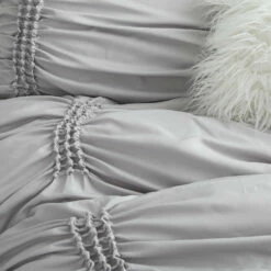 Pucker Stitch Duvet And Sham Set -gift shop Grey Pucker Duvet Detail
