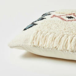 Handmade Textured Fringe Square Pillow -gift shop Handmade Patterned Square Pillow Cover 007