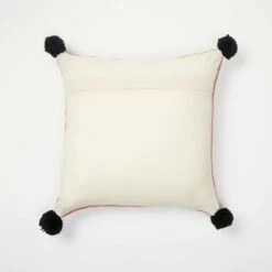 Handmade Stitched Detail Square Pillow -gift shop Handmade Tassel Square Pillow Cover 010 1