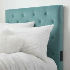Harlow Tufted Charging Headboard -gift shop Headboard Hazel Velvet Blue 020