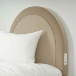 Riley Charging Round Headboard -gift shop Headboard Round Velvet Natural 004