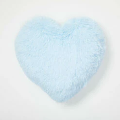 Sophia Heart Faux Fur Pillow -gift shop Heart Faux Fur Pillow LightBlue 16x16 005