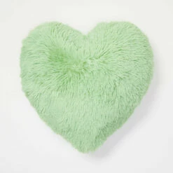 Sophia Heart Faux Fur Pillow -gift shop Heart Faux Fur Pillow Sage 16x16 002