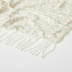 Leopard Fringe Throw Blanket -gift shop Leopard Throw Blanket Natural 005