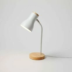 Remi Adjustable Desk Lamp -gift shop Metal Wood Task Lamp White 003