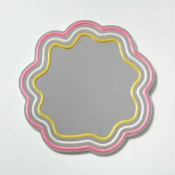 Maeve Wavy Neon Mirror 12 Maeve Wavy Neon Mirror -gift shop Mirror Neon PinkYellow 012