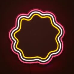 Maeve Wavy Neon Mirror 13 Maeve Wavy Neon Mirror -gift shop Mirror Neon PinkYellow 013