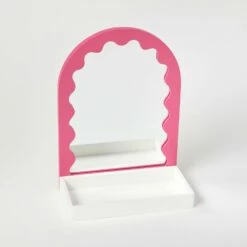 Beverly Vanity Wall Shelf -gift shop Mirror Shelf PinkWhite 002