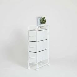 Reese Narrow 3-Drawer Cart On Wheels -gift shop Narrow 3Drawer Cart White White 011 1