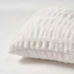 Angelina Ruched Faux Fur Square Pillow -gift shop Pillow Angelina Ivory 003