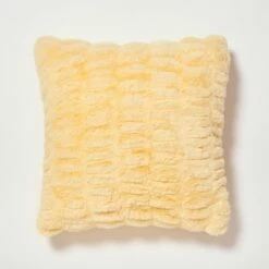 Angelina Ruched Faux Fur Square Pillow -gift shop Pillow Angelina Straw 004