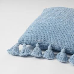 Kai Chenille Tassel Square Pillow 15 Kai Chenille Tassel Square Pillow -gift shop Pillow Chenille Tassel Blue 007