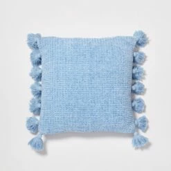 Kai Chenille Tassel Square Pillow 13 Kai Chenille Tassel Square Pillow -gift shop Pillow Chenille Tassel DustyBlue 002