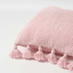 Kai Chenille Tassel Square Pillow 17 Kai Chenille Tassel Square Pillow -gift shop Pillow Chenille Tassel Pink 003