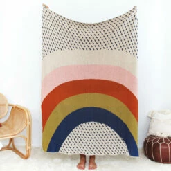 Rainbows Knit Throw Blanket