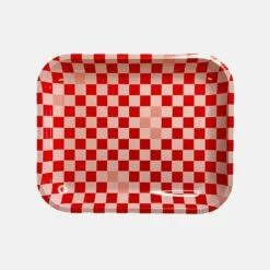 Checkered Tray -gift shop RedandPinkCheckerTray