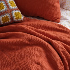 Rayna Crinkle Texture Comforter And Sham Set -gift shop Retro RustCrinkle 024