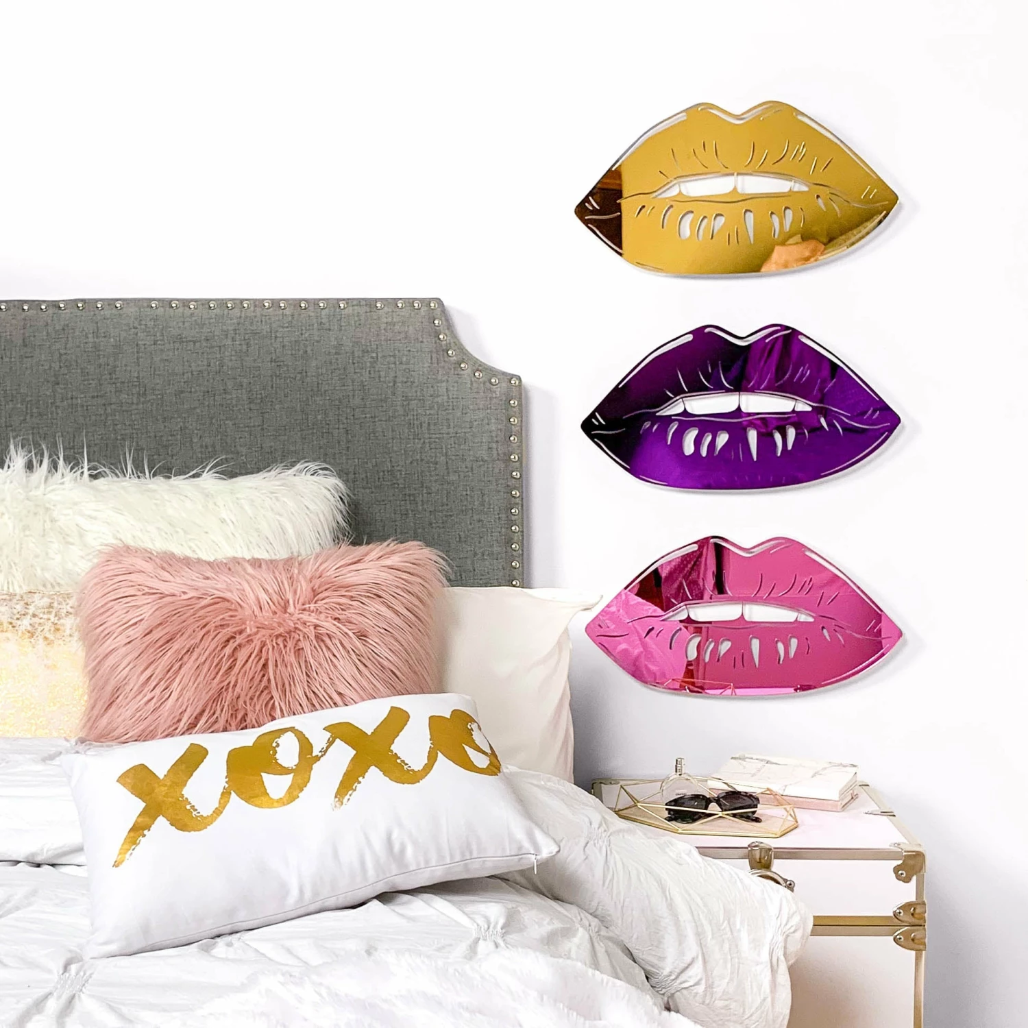 Lips Mirrored Acrylic Wall Art 4 Lips Mirrored Acrylic Wall Art - Image 2