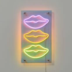 Stacked Lips Neon Sign -gift shop Stacked Lips Neon Sign Pink Orange Yellow 007