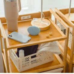 Beck Charging 2-Drawer Bamboo And Canvas Storage Unit -gift shop Storage Bamboo2DrawerMilkCrate