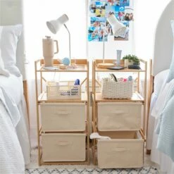 Beck Charging 2-Drawer Bamboo And Canvas Storage Unit -gift shop Storage BambooCarts