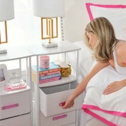 Sutton Charging 3-Drawer Cart On Wheels -gift shop Storage SuttonPink d2a413b6 9fa5 48c0 b83a a664b3689c08