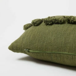 Harper Tassel Lumbar Pillow Cover -gift shop Tassel Lumbar Pillow Cover Olive 006