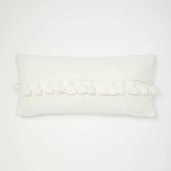 Harper Tassel Lumbar Pillow Cover -gift shop Tassel Lumbar Pillow Cover White 008