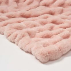 Angelina Ruched Faux Fur Throw Blanket -gift shop ThrowBlanket Angelina Blush 002