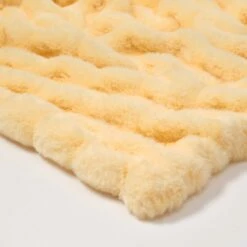 Angelina Ruched Faux Fur Throw Blanket -gift shop ThrowBlanket Angelina Yellow 002