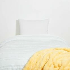 Angelina Ruched Faux Fur Throw Blanket -gift shop ThrowBlanket Angelina Yellow VIS 003