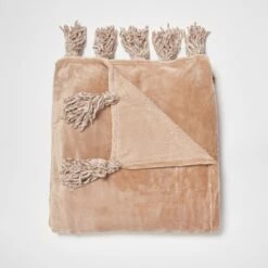 Madison Plush Tassel Throw Blanket 21 Madison Plush Tassel Throw Blanket -gift shop ThrowBlanket Tassel Natural 003