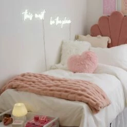 Angelina Ruched Faux Fur Throw Blanket -gift shop ThrowBlankets PlushThrow Pink