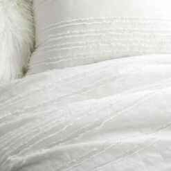 Juliette Eyelash Fringe Comforter And Sham Set -gift shop White Eyelash Comforter Detail 1
