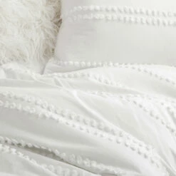 8 Piece Essential Dorm Bundle -gift shop White PomPom Stripe Comforter Detail 878b93f4 d500 4aac a0e8 1ac1e7e0d599