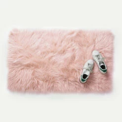 Faux Fur Rug -gift shop dusty rose rug CC